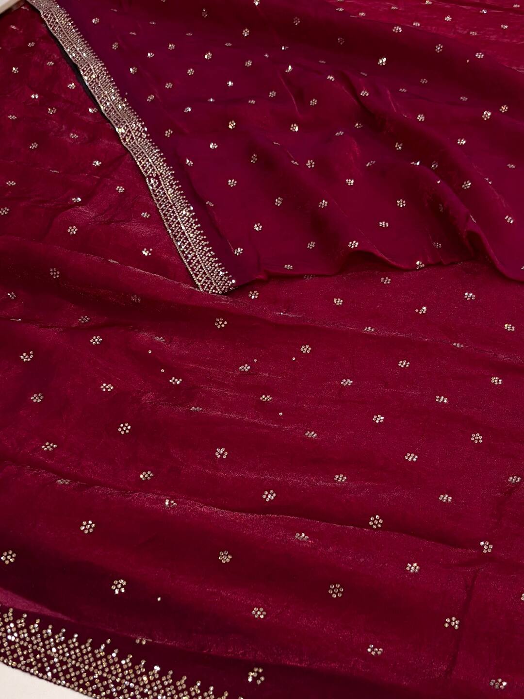 Magenta Pink Georgette Silk Saree