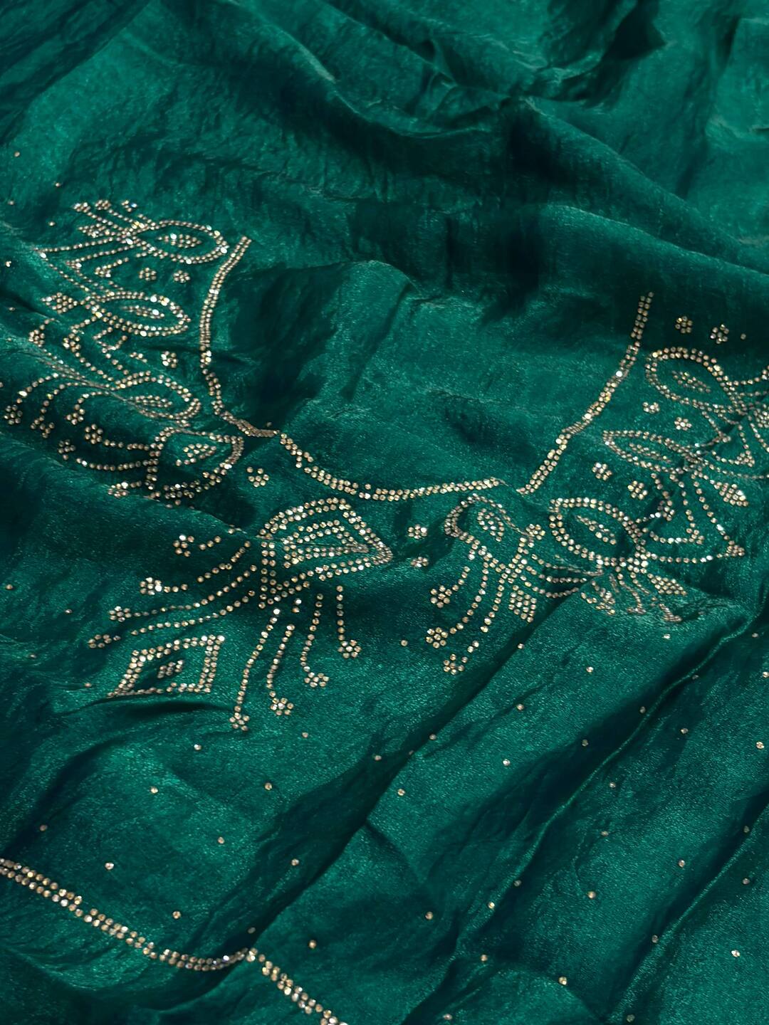 Teal Green Georgette Silk Saree