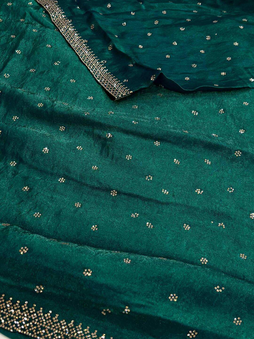 Teal Green Georgette Silk Saree