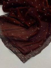 Golden Brown Georgette Silk Saree
