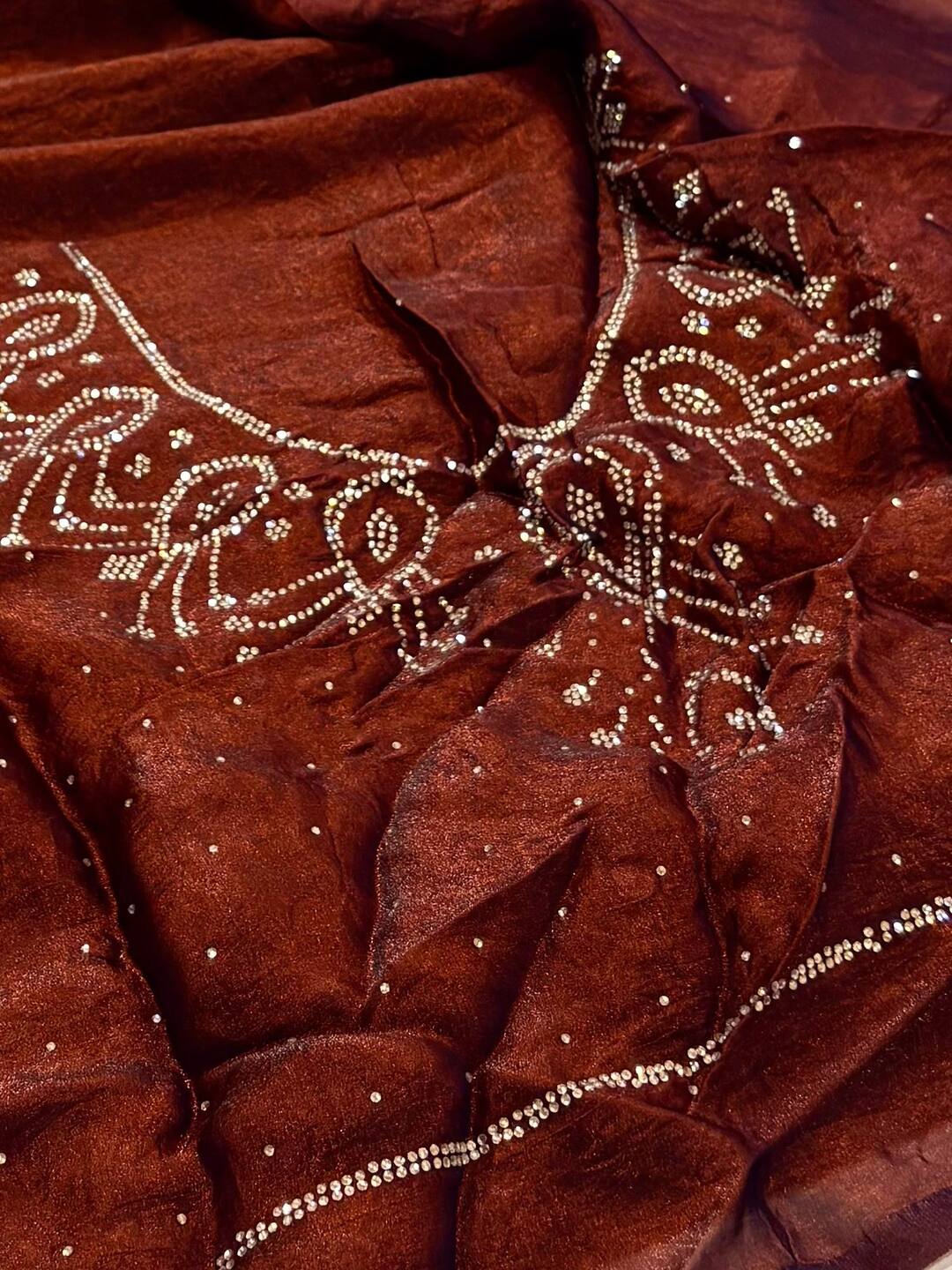 Golden Brown Georgette Silk Saree