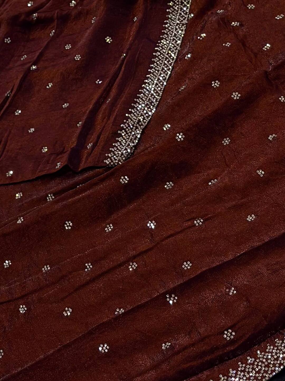 Golden Brown Georgette Silk Saree