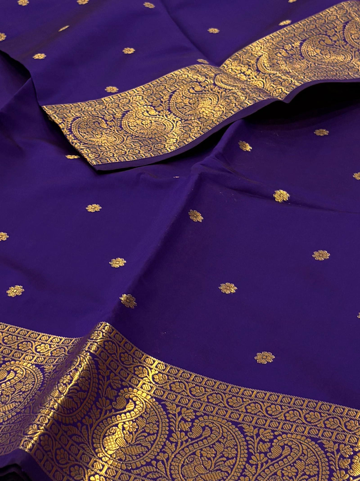 Dual Tone Royal Blue Cotton Silk Saree