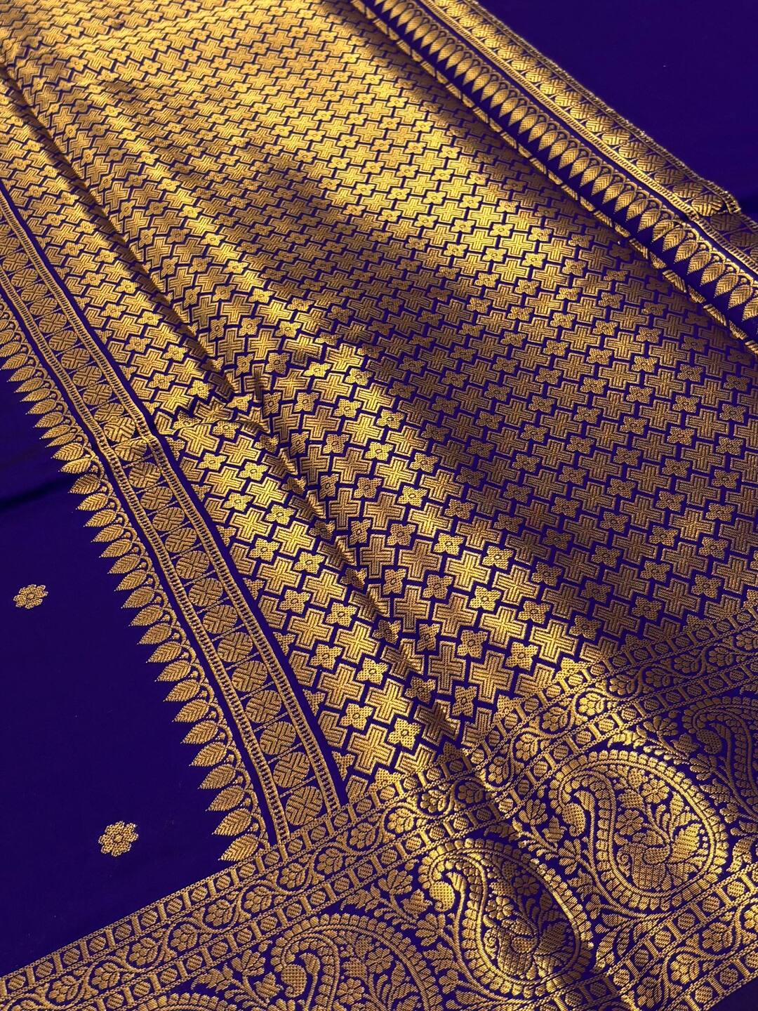 Dual Tone Royal Blue Cotton Silk Saree