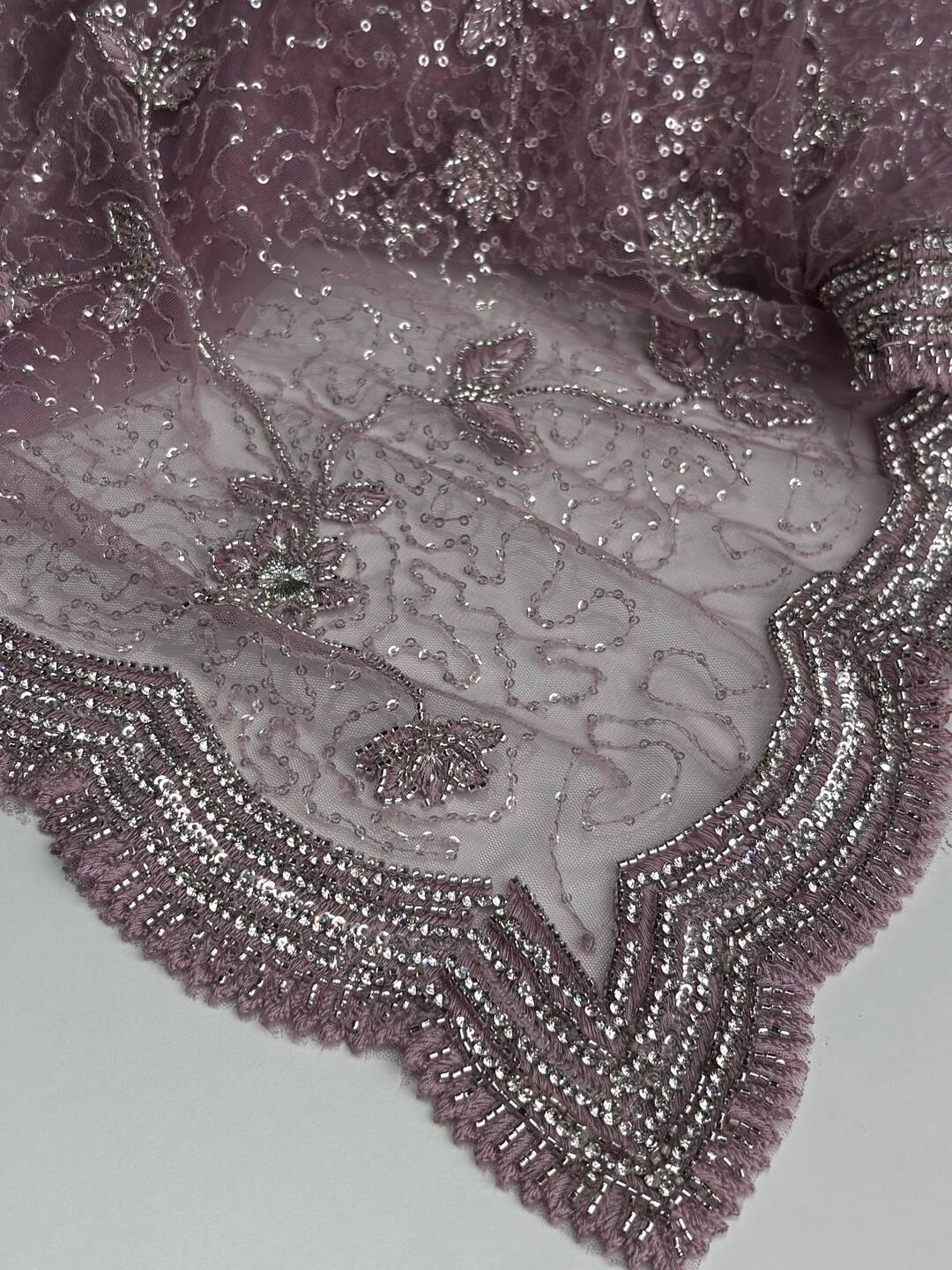 Mauve Purple Floral Georgette Net Silk Saree