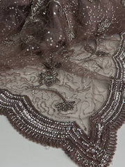 Dusty Purple Floral Georgette Net Silk Saree