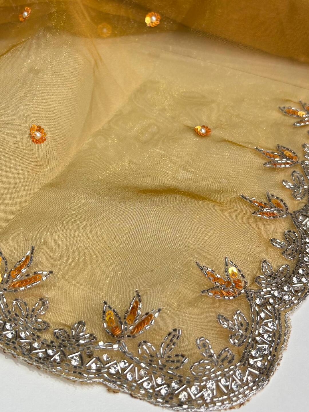 Golden Brown Georgette Silk Saree