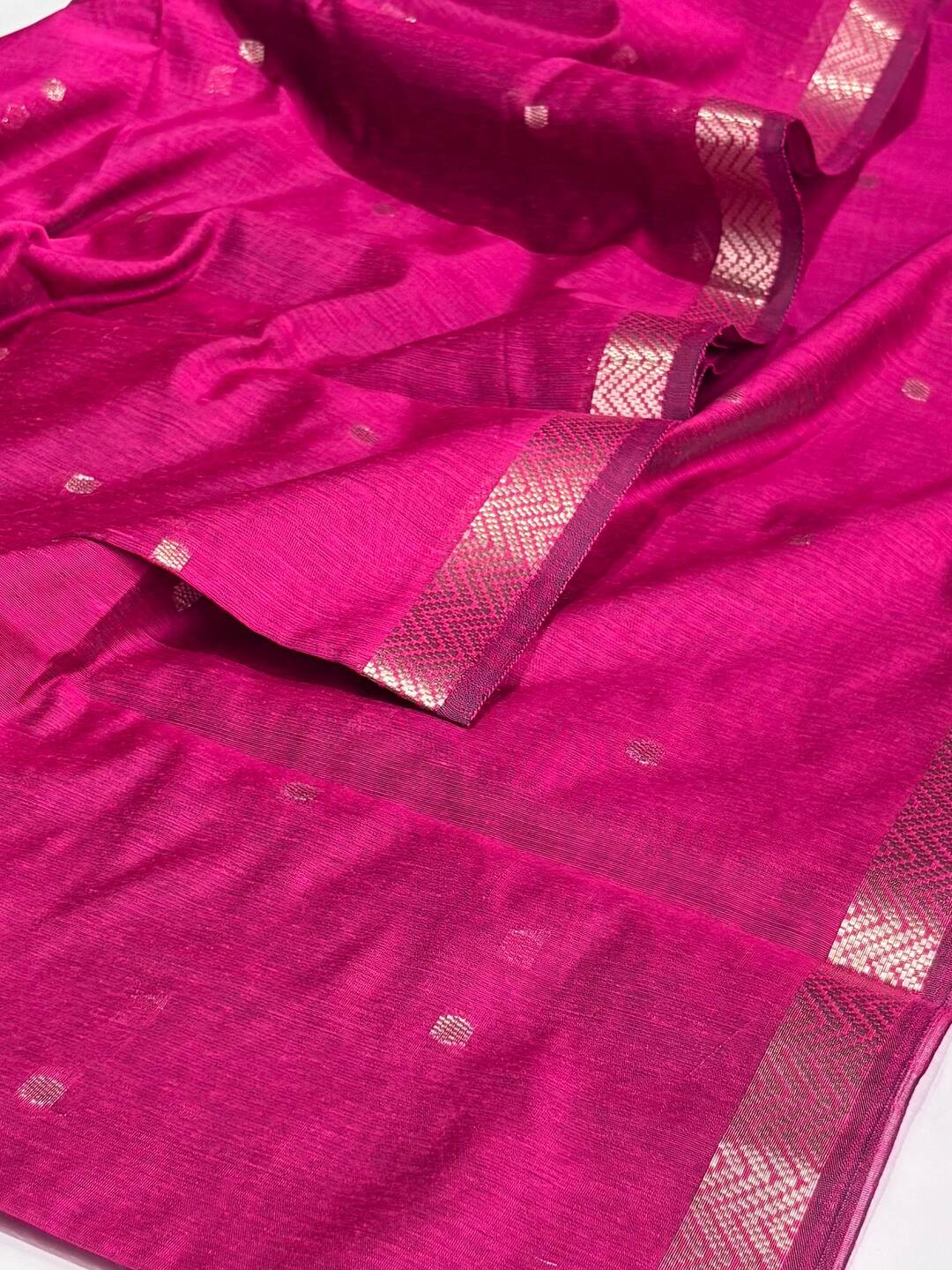 Magenta Pink Soft Cotton Saree