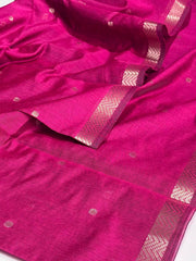 Magenta Pink Soft Cotton Saree