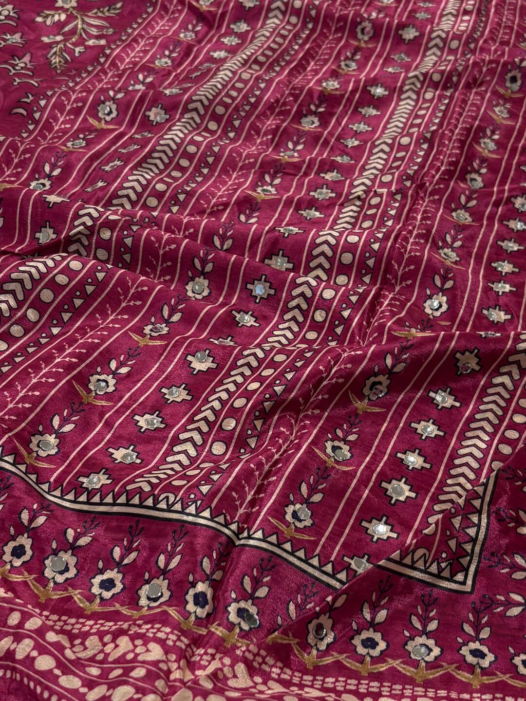 Dark Pink Chiffon Saree