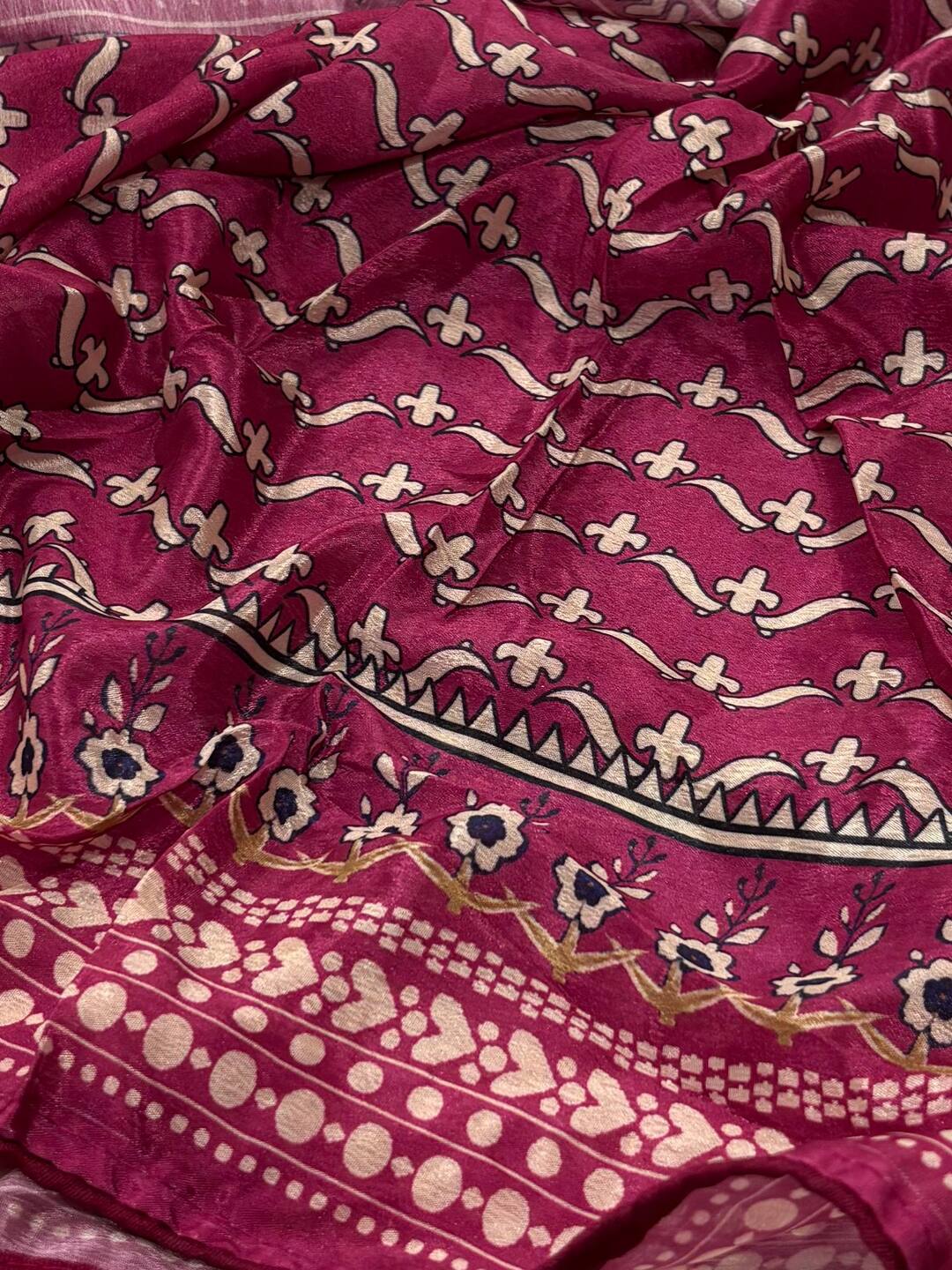 Dark Pink Chiffon Saree