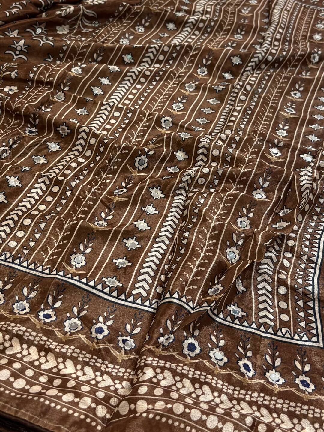Coffee Brown Chiffon Saree