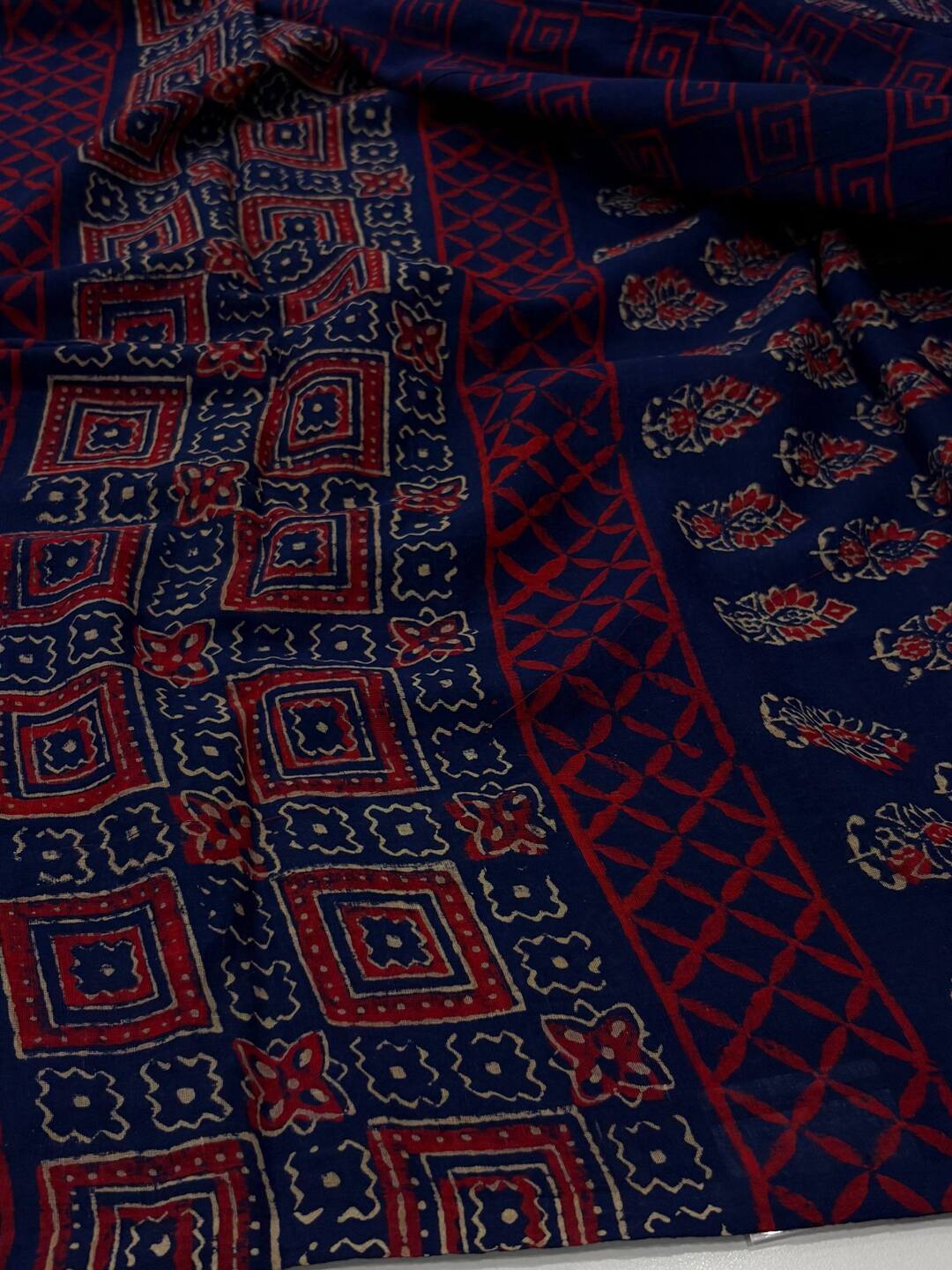Navy Blue Printed Soft Cotton Saree