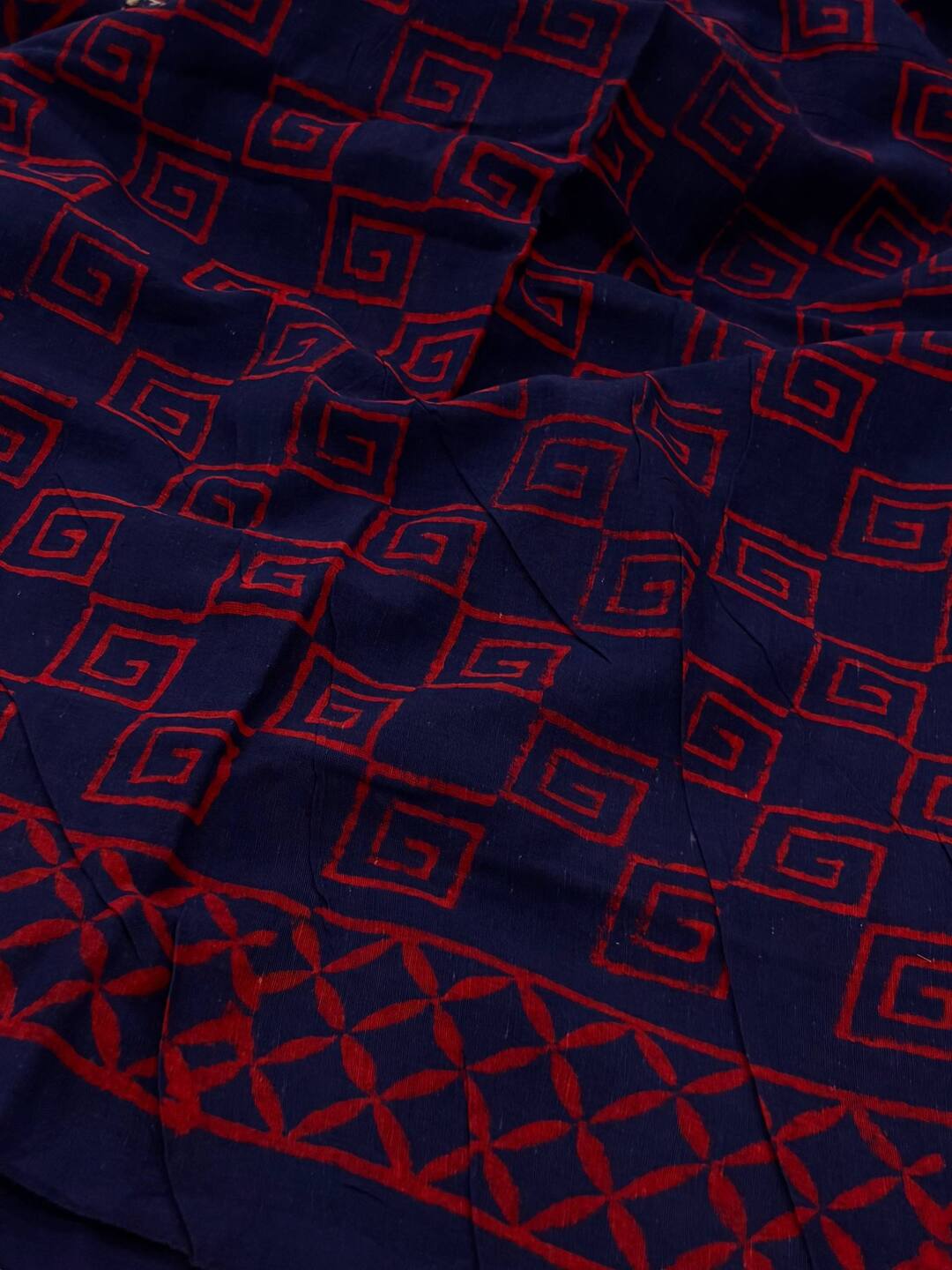 Navy Blue Printed Soft Cotton Saree