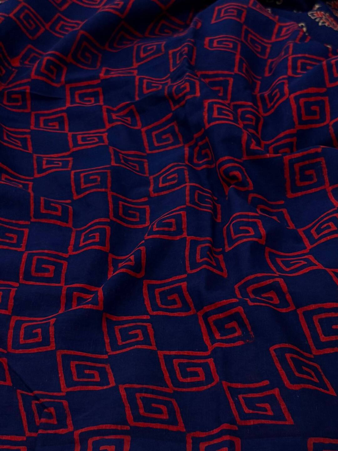 Navy Blue Printed Soft Cotton Saree