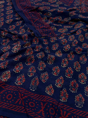 Navy Blue Printed Soft Cotton Saree