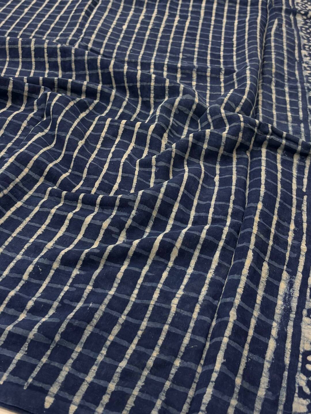 Teal Blue Printed Soft Cotton Saree