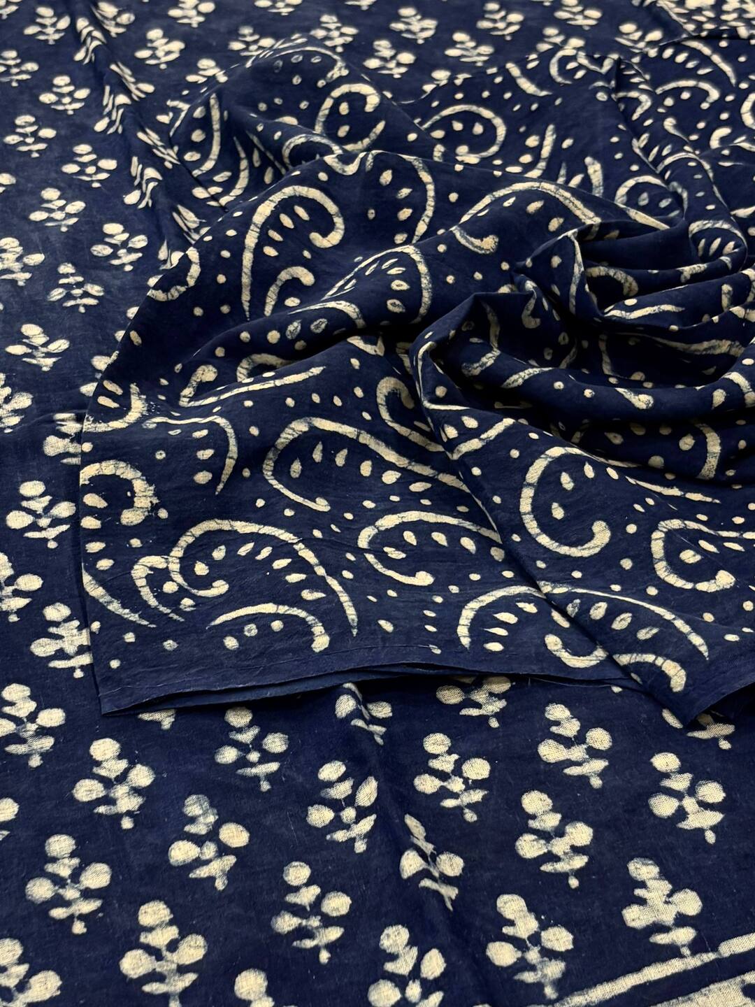Teal Blue Printed Soft Cotton Saree