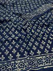 Teal Blue Printed Soft Cotton Saree