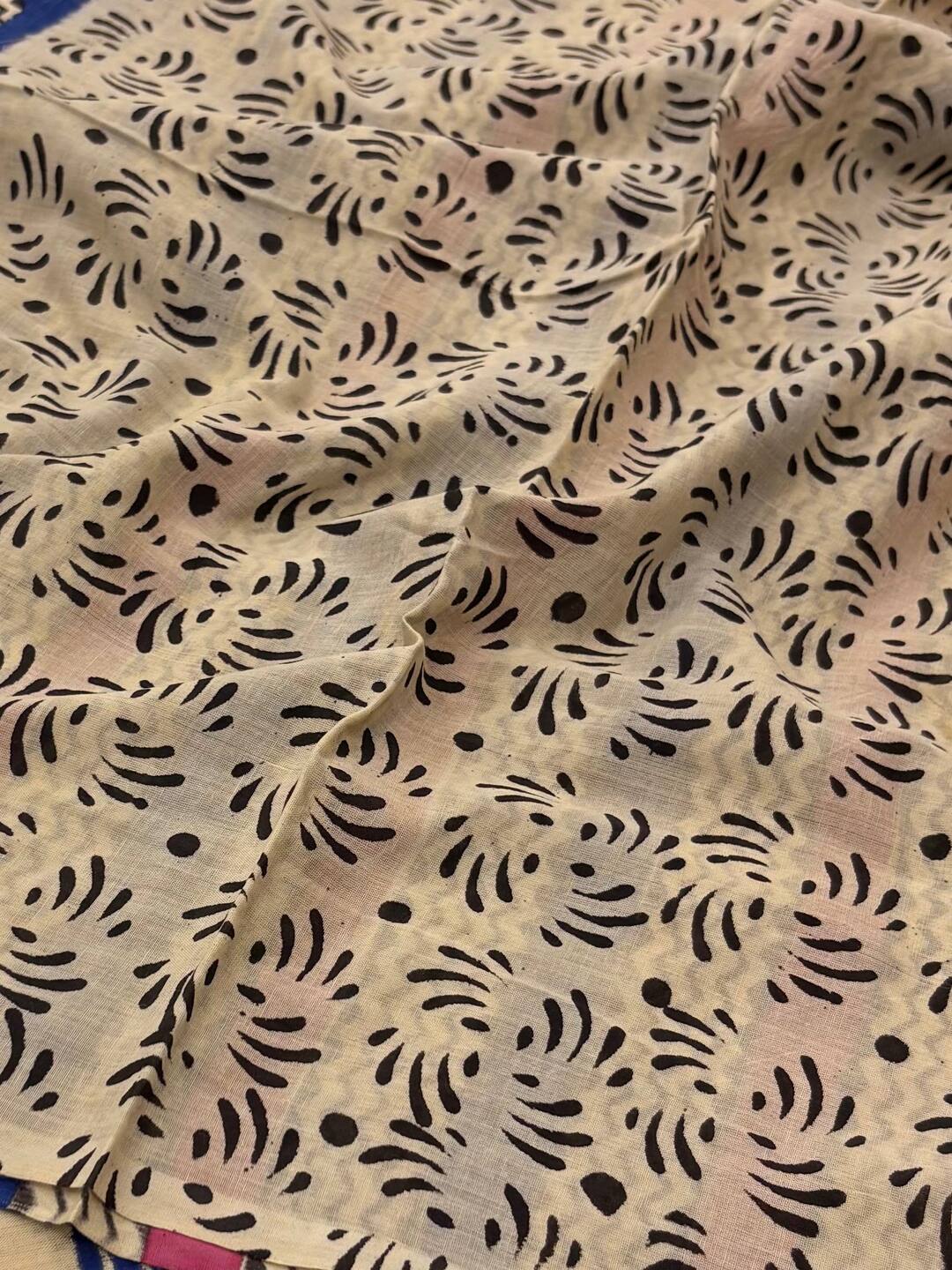 Off White Printed Soft Cotton Saree