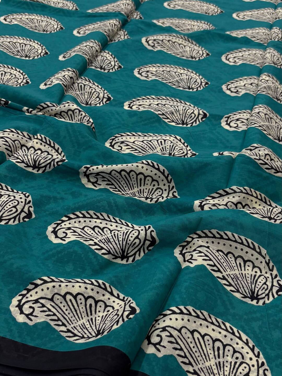 Off White Printed Soft Cotton Saree