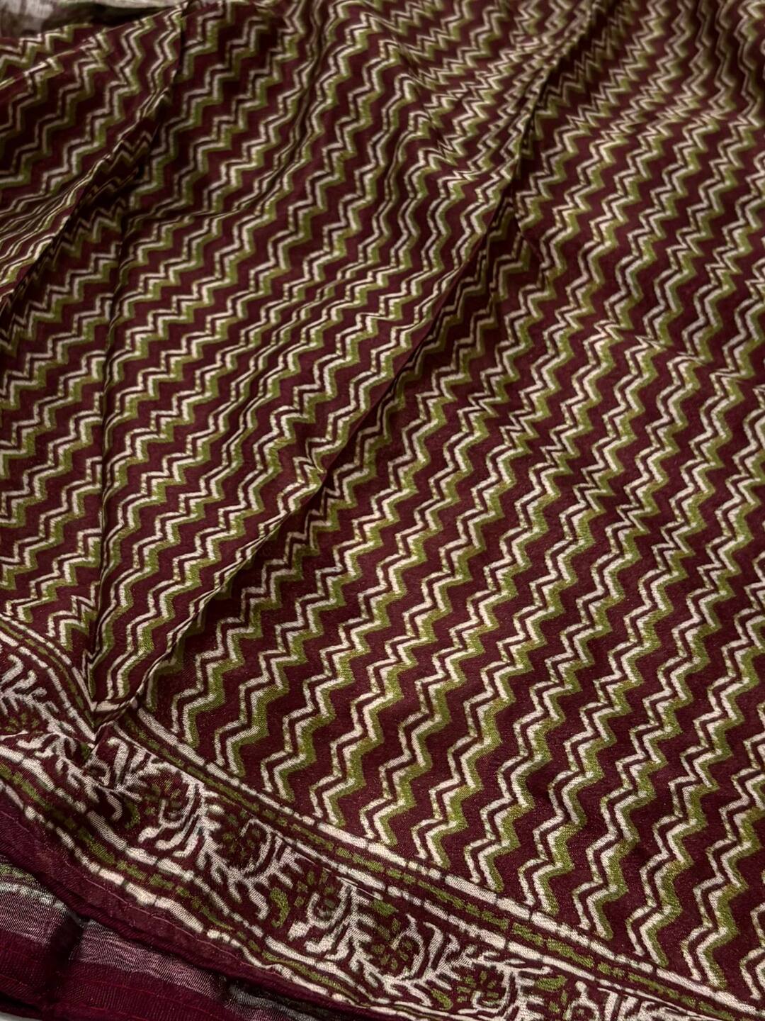 Peach Printed Georgette Saree with Mirror Work