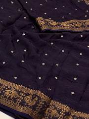 Deep Purple Georgette Saree with Mirror Work