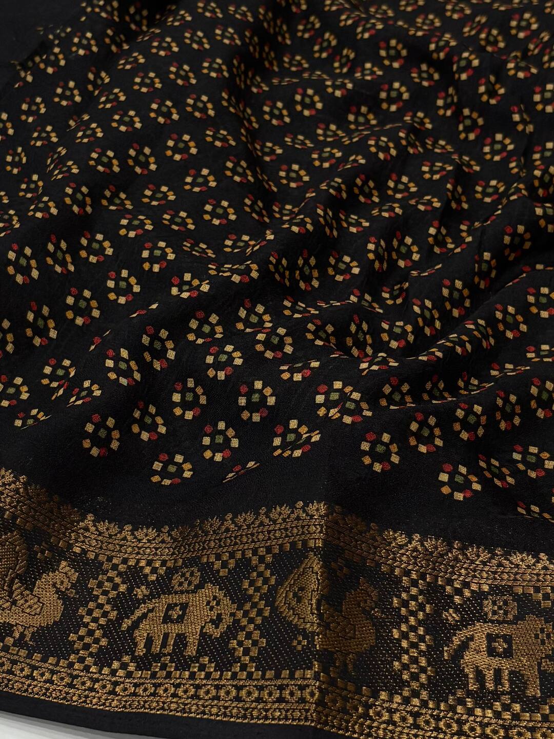 Black Georgette Saree with Mirror Work
