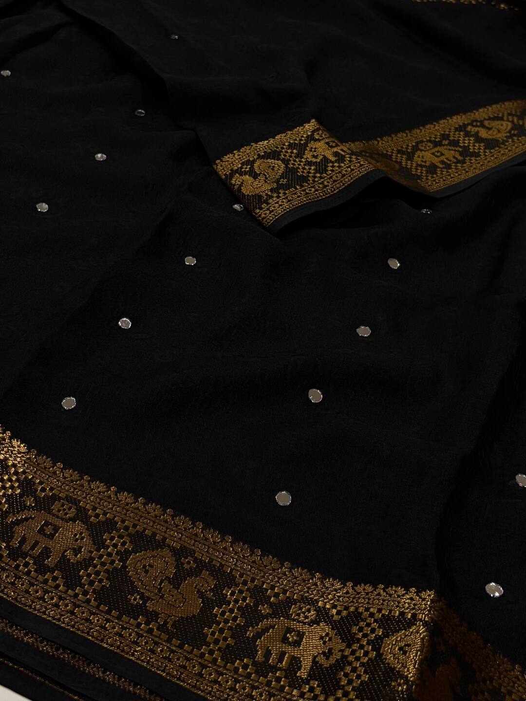 Black Georgette Saree with Mirror Work