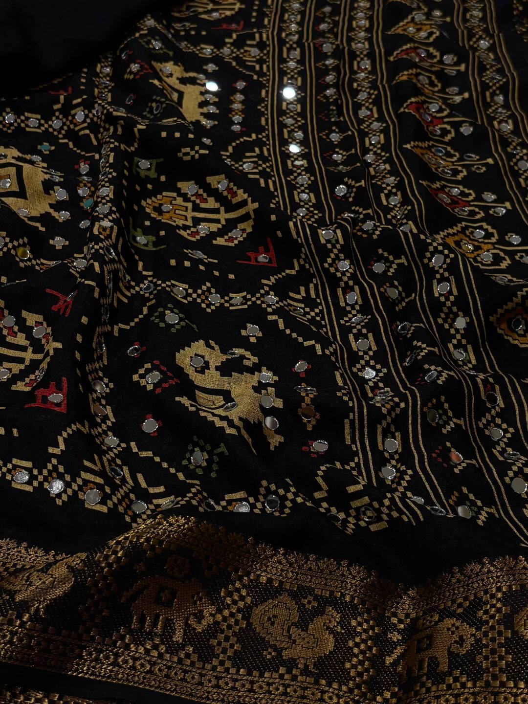 Black Georgette Saree with Mirror Work