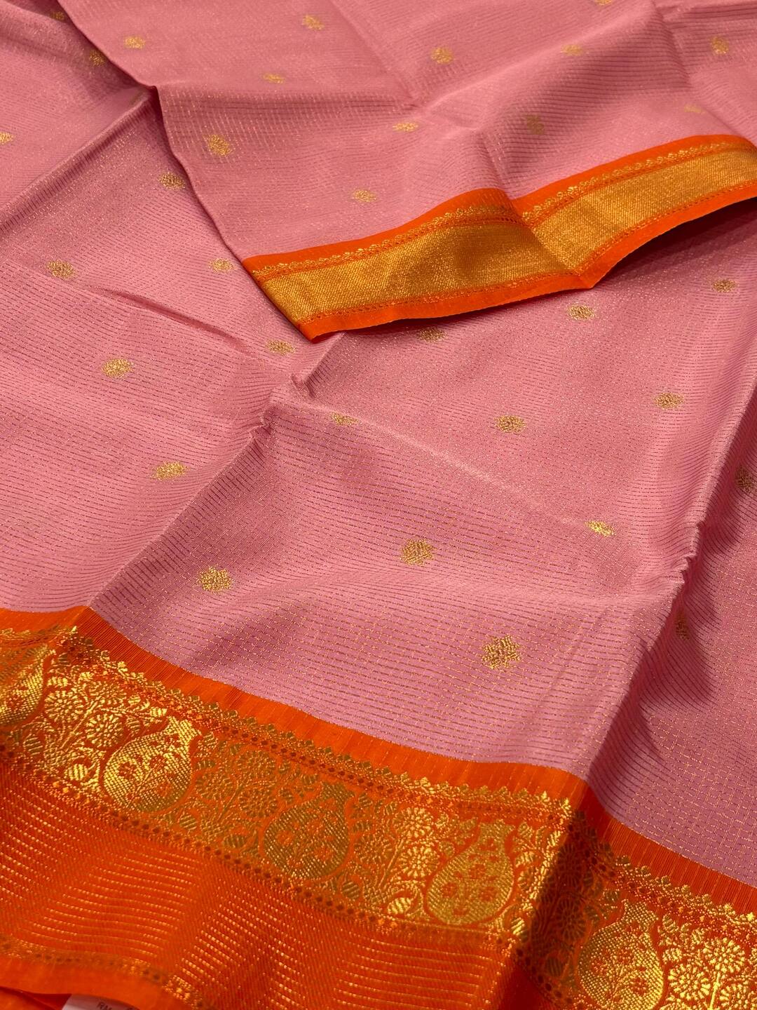 Baby Pink Checked Banaras Cotton Silk Saree