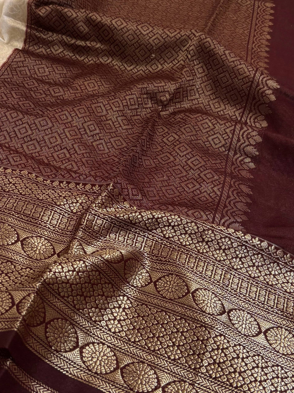 Off White Banaras Cotton Silk Saree
