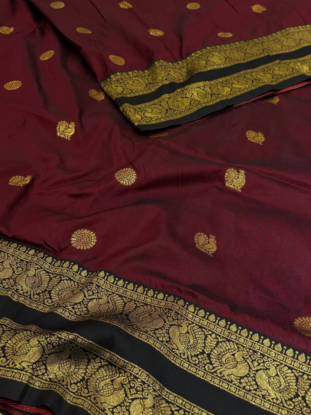 Maroon Banaras Cotton Silk Saree