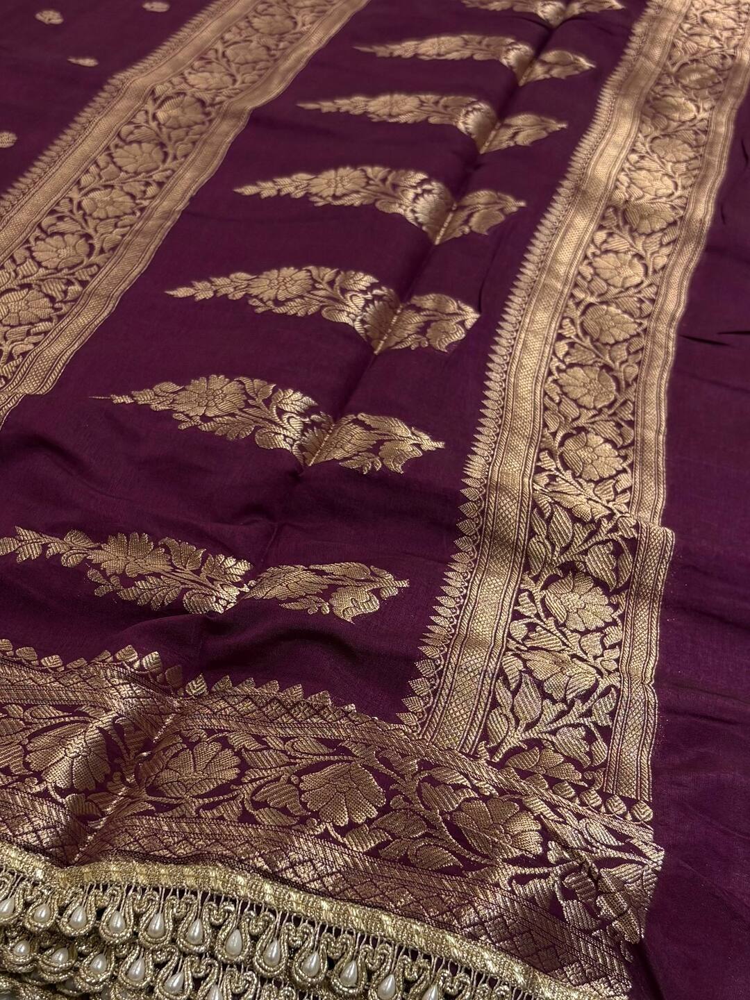 Wine Purple Banaras Cotton Silk Saree