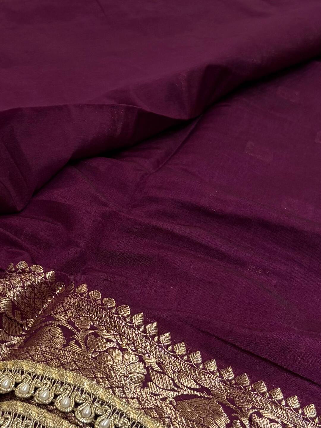 Wine Purple Banaras Cotton Silk Saree