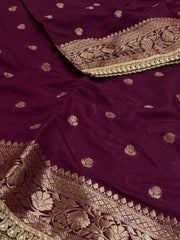Wine Purple Banaras Cotton Silk Saree