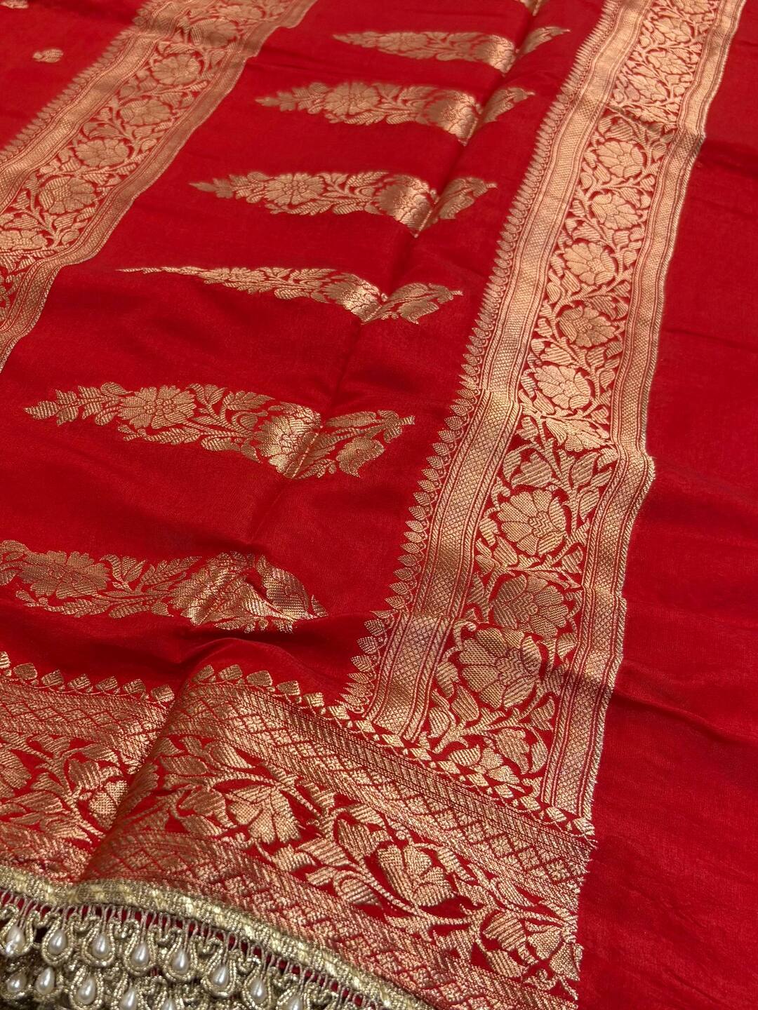 Red Banaras Cotton Silk Saree