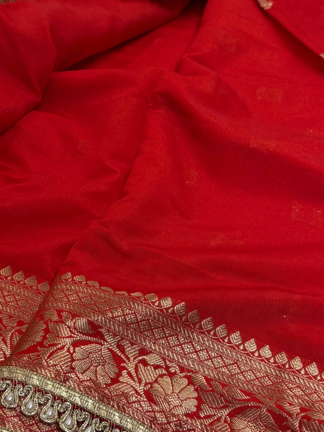 Red Banaras Cotton Silk Saree