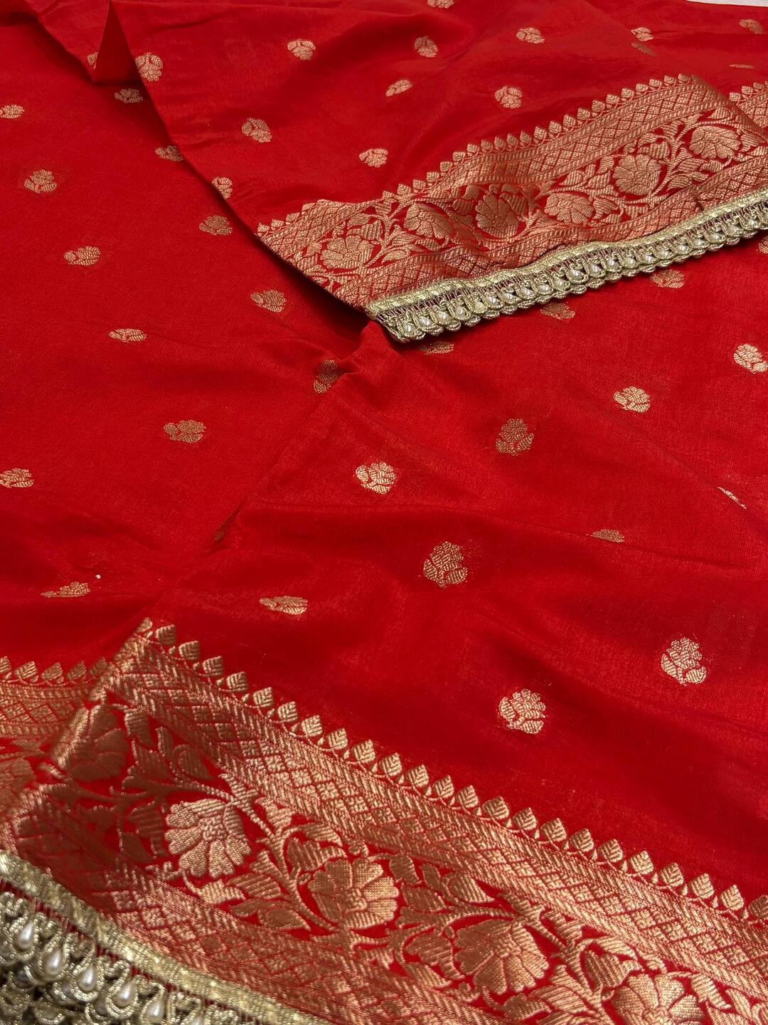 Red Banaras Cotton Silk Saree