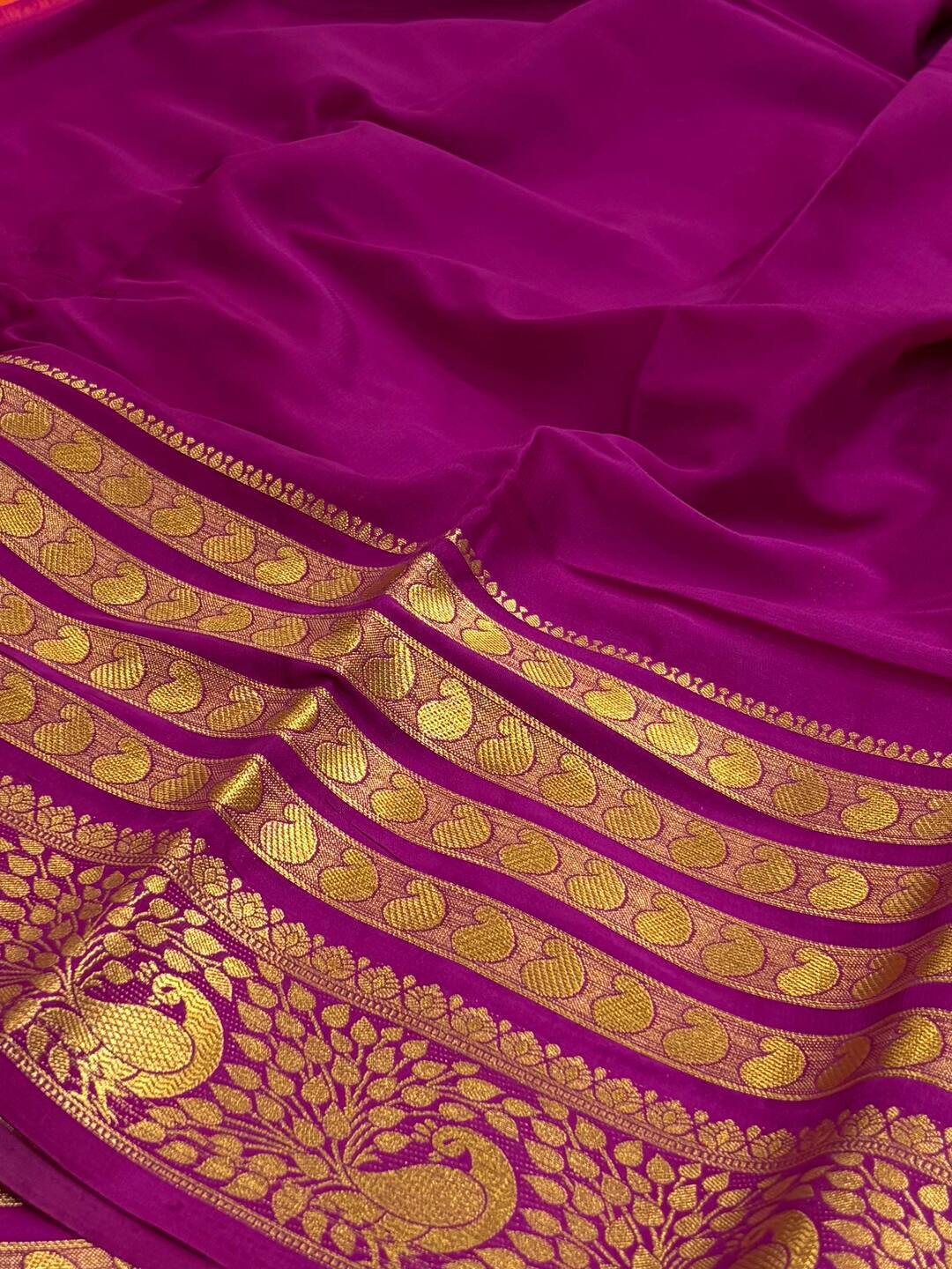 Orange Semi Mysore Silk Saree