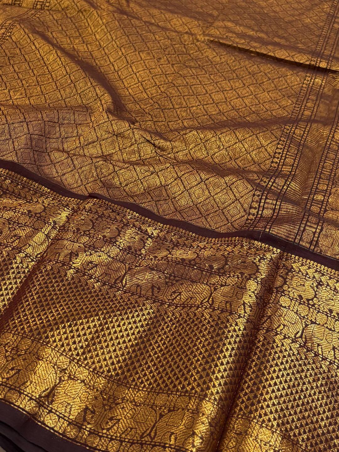 Deep Maroon Checked Kanchi Cotton Saree