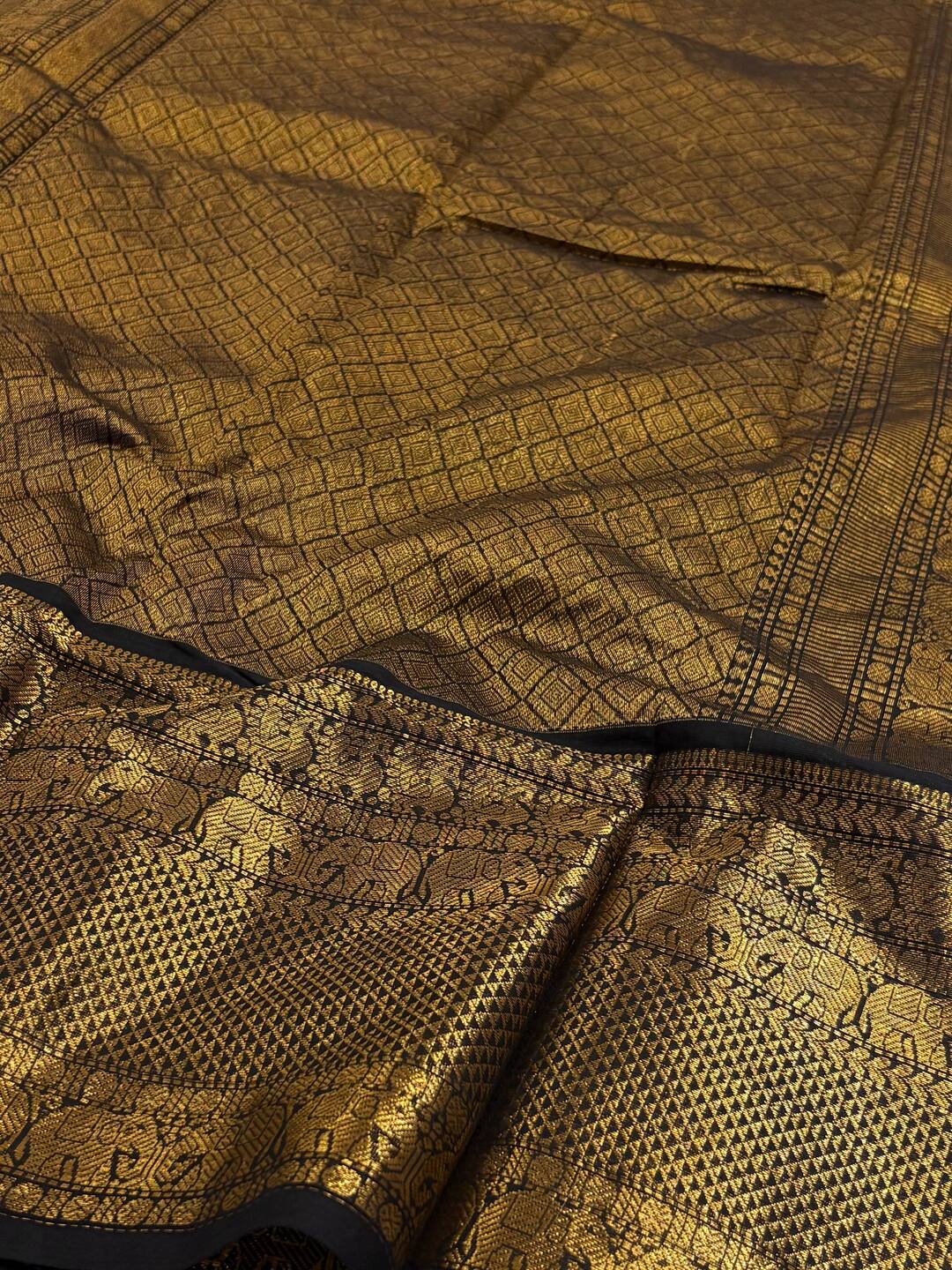 Black Checked Kanchi Cotton Saree