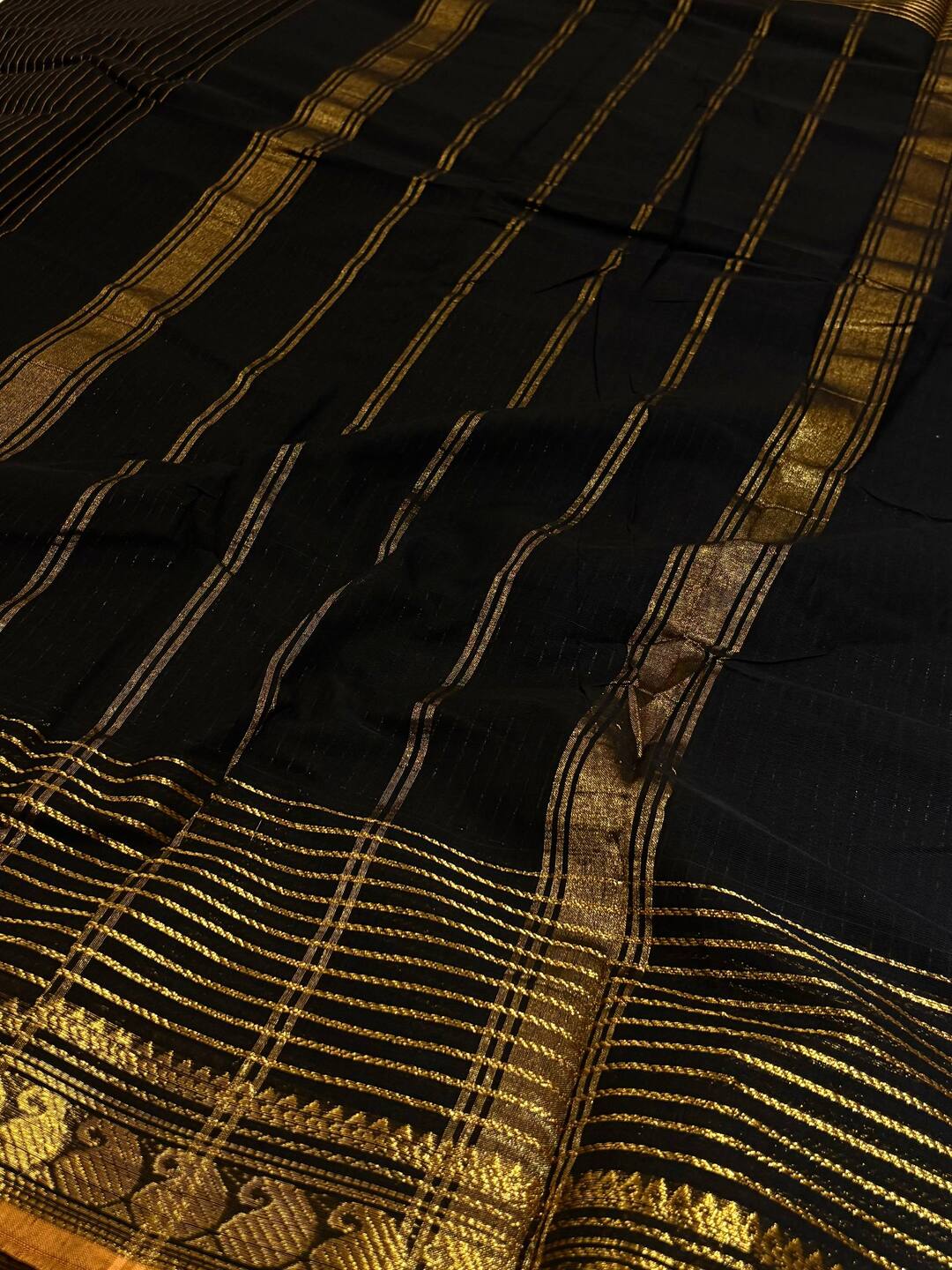 Black Kanchi Cotton Saree