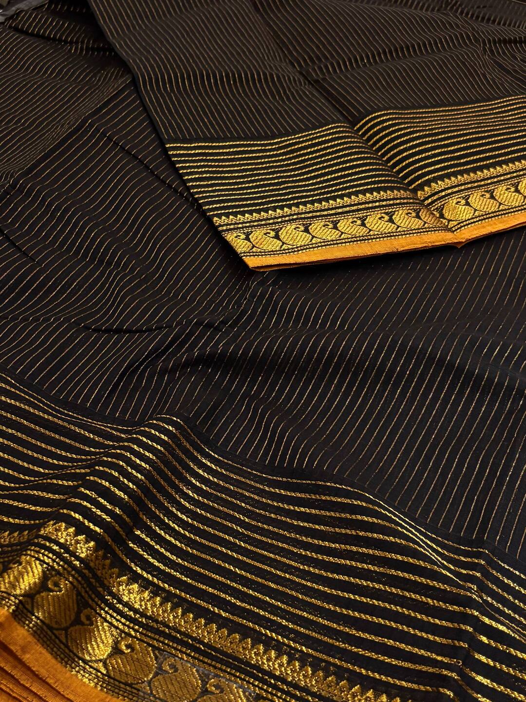 Black Kanchi Cotton Saree