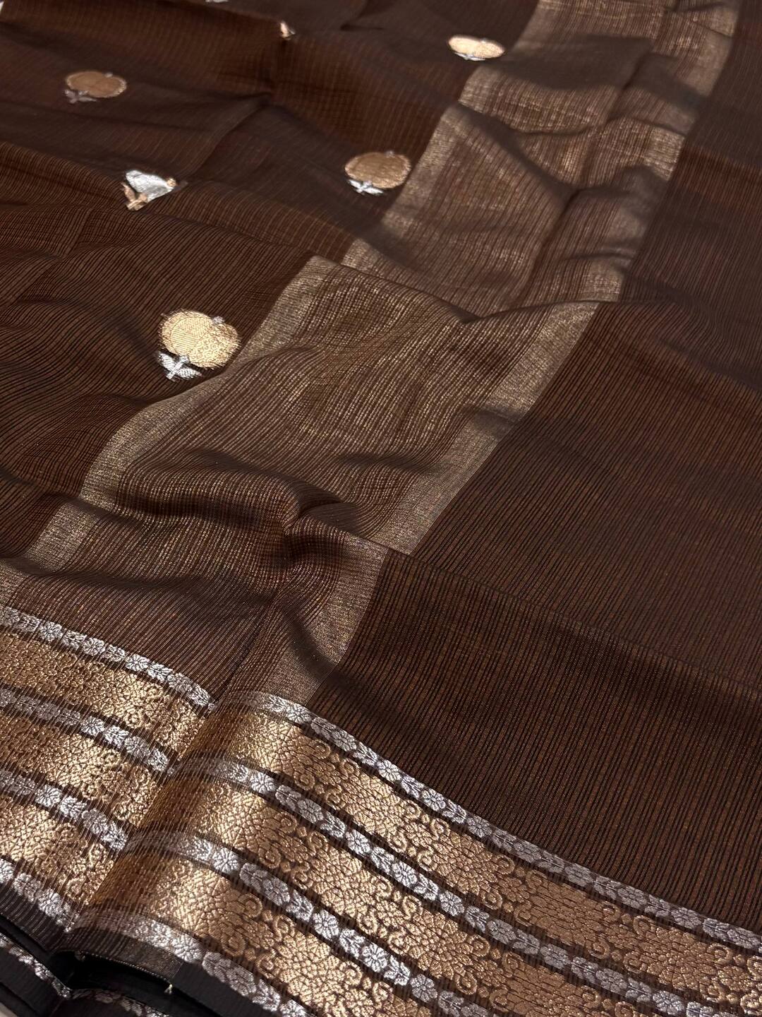 Dark Brown Soft Cotton Saree
