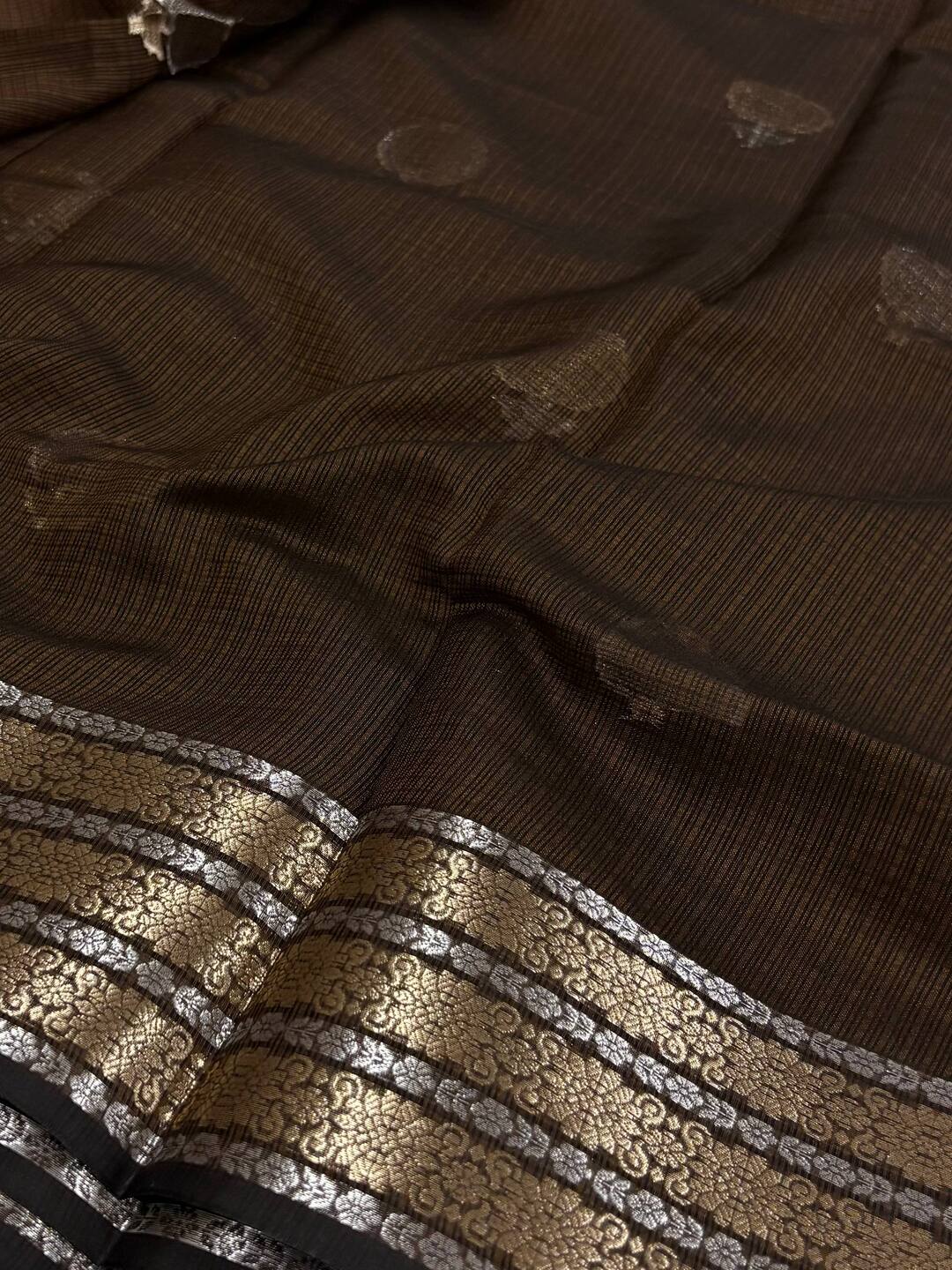 Dark Brown Soft Cotton Saree