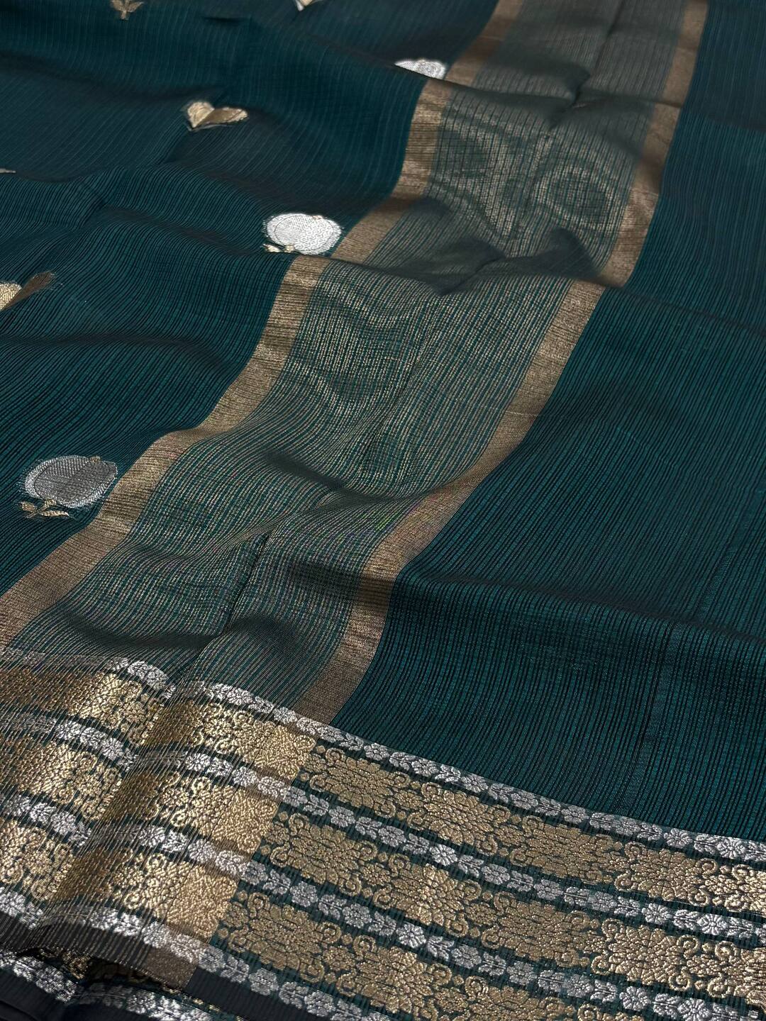 Teal Green Soft Cotton Saree