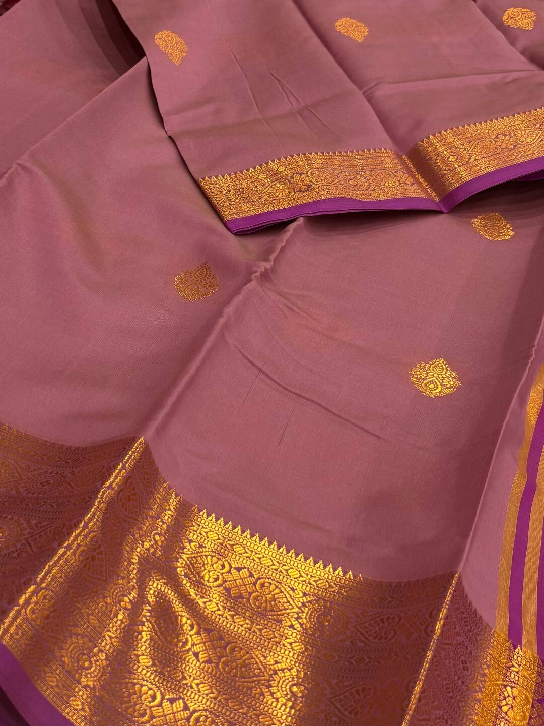 Mauve Pink Cotton Silk Saree