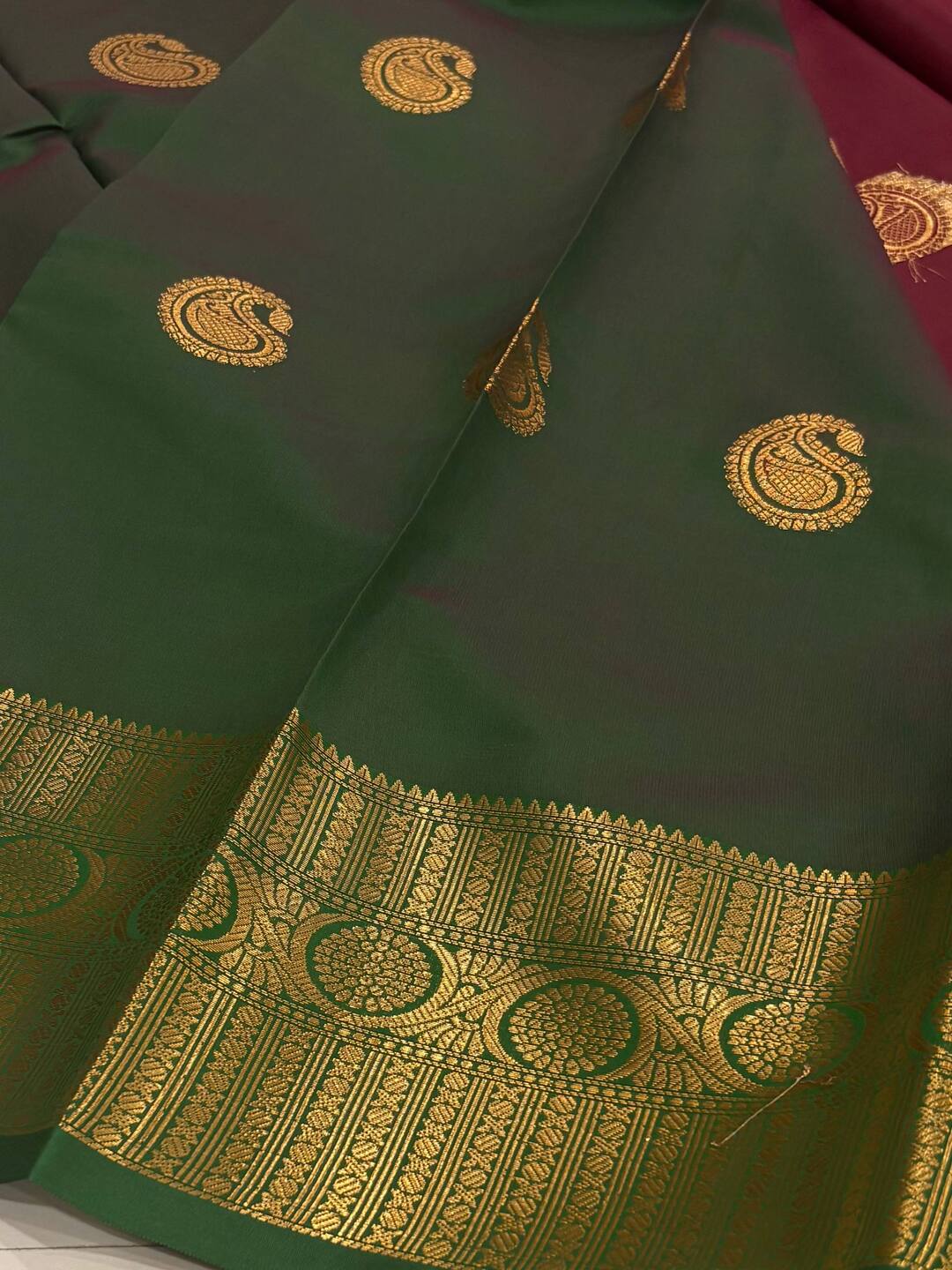 Burgundy Cotton Silk Saree