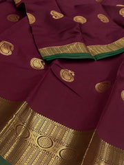 Burgundy Cotton Silk Saree